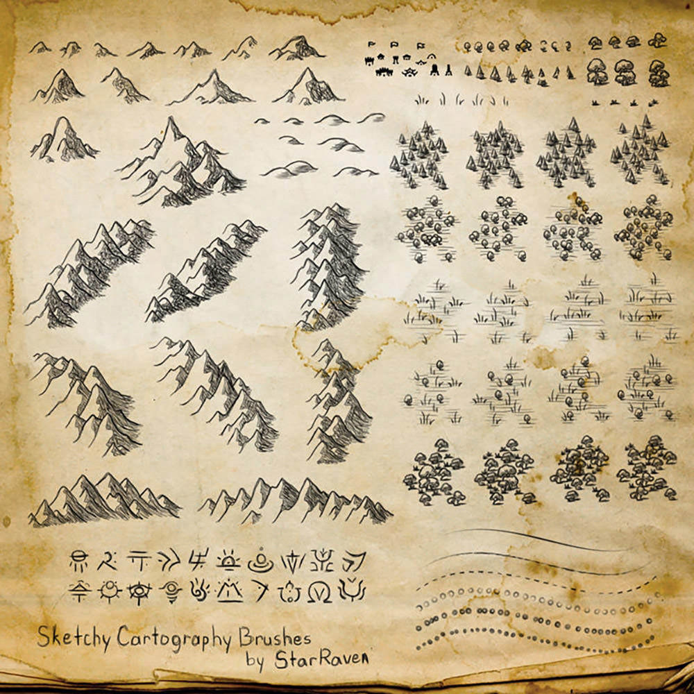 Sketchy Cartography Photoshop Brushes
